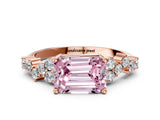 Rose gold Fancy Pink Emerald Cut Diamond Scattered Round Accent Ring with Prong Setting_12