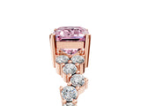 Rose gold Fancy Pink Emerald Cut Diamond Scattered Round Accent Ring with Prong Setting_17
