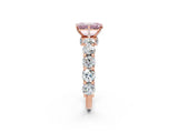 Rose gold Fancy Pink Emerald Cut Diamond Side Stone Engagement Ring with Four-Prong Setting_26