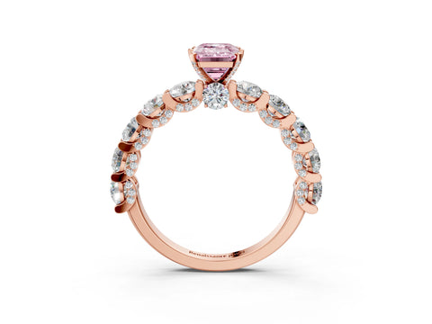 Rose gold Fancy Pink Emerald Cut Diamond Side Stone Engagement Ring with Four-Prong Setting_27