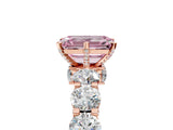 Rose gold Fancy Pink Emerald Cut Diamond Side Stone Engagement Ring with Four-Prong Setting_29