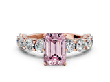 Rose gold Fancy Pink Emerald Cut Diamond Side Stone Engagement Ring with Four-Prong Setting_36