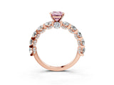 Rose gold Fancy Pink Emerald Cut Diamond Side Stone Engagement Ring with Four-Prong Setting_39