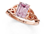 Rose gold Fancy Pink Emerald Cut Diamond Solitaire Celtic Knot Ring with Four-Prong Setting_73