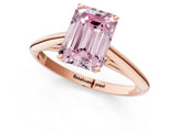 Rose gold Fancy Pink Emerald Cut Diamond Solitaire Engagement Ring with Cathedral Setting and Four-Prong Mount_131