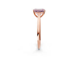Rose gold Fancy Pink Emerald Cut Diamond Solitaire Engagement Ring with Cathedral Setting and Four-Prong Mount_132