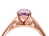 Rose gold Fancy Pink Emerald Cut Diamond Solitaire Engagement Ring with Cathedral Setting and Four-Prong Mount_28