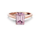 Rose gold Fancy Pink Emerald Cut Diamond Solitaire Engagement Ring with Cathedral Setting and Four-Prong Mount_30