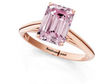 Rose gold Fancy Pink Emerald Cut Diamond Solitaire Engagement Ring with Cathedral Setting and Four-Prong Mount_79