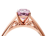 Rose gold Fancy Pink Emerald Cut Diamond Solitaire Engagement Ring with Cathedral Setting and Four-Prong Mount_82