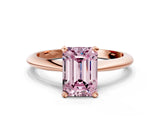 Rose gold Fancy Pink Emerald Cut Diamond Solitaire Engagement Ring with Classic Band and Four-Prong Setting_154