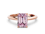 Rose gold Fancy Pink Emerald Cut Diamond Solitaire Engagement Ring with Classic Band and Four-Prong Setting_36