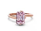 Rose gold Fancy Pink Emerald Cut Diamond Solitaire Engagement Ring with Four-Prong Setting and Classic Band_20