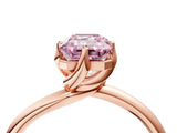 Rose gold Fancy Pink Emerald Cut Diamond Solitaire Engagement Ring with Four-Prong Setting and Classic Band_24