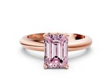 Rose gold Fancy Pink Emerald Cut Diamond Solitaire Engagement Ring with Round Band and Four-Prong Setting_154