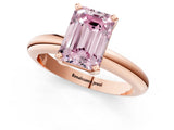 Rose gold Fancy Pink Emerald Cut Diamond Solitaire Engagement Ring with Round Band and Four-Prong Setting_155
