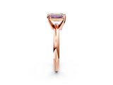 Rose gold Fancy Pink Emerald Cut Diamond Solitaire Engagement Ring with Round Band and Four-Prong Setting_156