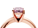 Rose gold Fancy Pink Emerald Cut Diamond Solitaire Engagement Ring with Round Band and Four-Prong Setting_158