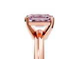 Rose gold Fancy Pink Emerald Cut Diamond Solitaire Engagement Ring with Round Band and Four-Prong Setting_159