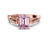 Rose gold Fancy Pink Emerald Cut Diamond Solitaire Engagement Ring with Twisted Pavé Band and Four-Prong Setting_44