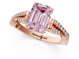 Rose gold Fancy Pink Emerald Cut Diamond Solitaire Engagement Ring with Twisted Pavé Band and Four-Prong Setting_45