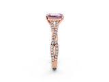 Rose gold Fancy Pink Emerald Cut Diamond Solitaire Engagement Ring with Twisted Pavé Band and Four-Prong Setting_46