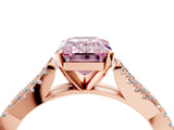 Rose gold Fancy Pink Emerald Cut Diamond Solitaire Engagement Ring with Twisted Pavé Band and Four-Prong Setting_48