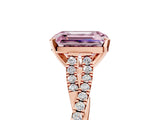 Rose gold Fancy Pink Emerald Cut Diamond Solitaire Engagement Ring with Twisted Pavé Band and Four-Prong Setting_49