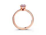 Rose gold Fancy Pink Emerald Cut Diamond Solitaire Pavé Engagement Ring with Round Band and Prong Setting_52