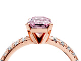 Rose gold Fancy Pink Emerald Cut Diamond Solitaire Pavé Engagement Ring with Round Band and Prong Setting_53