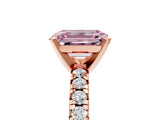 Rose gold Fancy Pink Emerald Cut Diamond Solitaire Pavé Engagement Ring with Round Band and Prong Setting_54
