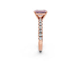 Rose gold Fancy Pink Emerald Cut Diamond Solitaire Pavé Engagement Ring with Round Band and Prong Setting_57
