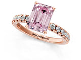 Rose gold Fancy Pink Emerald Cut Diamond Solitaire Pavé Engagement Ring with Round Band and Prong Setting_68