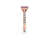 Rose gold Fancy Pink Emerald Cut Diamond Solitaire Pavé Engagement Ring with Round Band and Prong Setting_69
