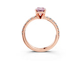 Rose gold Fancy Pink Emerald Cut Diamond Solitaire Pavé Engagement Ring with Round Band and Prong Setting_70