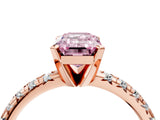 Rose gold Fancy Pink Emerald Cut Diamond Solitaire Pavé Engagement Ring with Round Band and Prong Setting_71