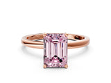 Rose gold Fancy Pink Emerald Cut Diamond Solitaire Ring with Classic Band and Four-Prong Setting