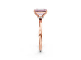 Rose gold Fancy Pink Emerald Cut Diamond Solitaire Ring with Classic Band and Four-Prong Setting_2