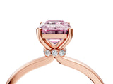 Rose gold Fancy Pink Emerald Cut Diamond Solitaire Ring with Classic Band and Four-Prong Setting_4
