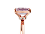Rose gold Fancy Pink Emerald Cut Diamond Solitaire Ring with Classic Band and Four-Prong Setting_5