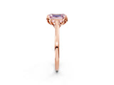 Rose gold Fancy Pink Emerald Cut Diamond Solitaire Ring with Flower Prong Setting and Classic Band_14