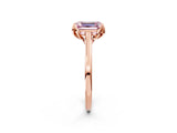 Rose gold Fancy Pink Emerald Cut Diamond Solitaire Ring with Flower Prong Setting and Classic Band_38