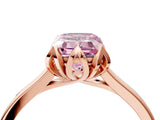 Rose gold Fancy Pink Emerald Cut Diamond Solitaire Ring with Flower Prong Setting and Classic Band_40