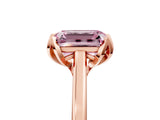 Rose gold Fancy Pink Emerald Cut Diamond Solitaire Ring with Flower Prong Setting and Classic Band_41