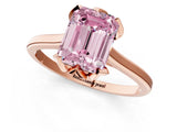 Rose gold Fancy Pink Emerald Cut Diamond Solitaire Ring with Flower Prong Setting and Classic Band_68