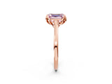 Rose gold Fancy Pink Emerald Cut Diamond Solitaire Ring with Flower Prong Setting and Classic Band_69