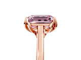 Rose gold Fancy Pink Emerald Cut Diamond Solitaire Ring with Flower Prong Setting and Classic Band_72