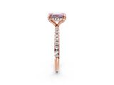 Rose gold Fancy Pink Emerald Cut Diamond Solitaire Ring with Four-Prong Setting and Pavé Band_5