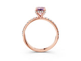 Rose gold Fancy Pink Emerald Cut Diamond Solitaire Ring with Four-Prong Setting and Pavé Band_6
