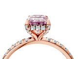 Rose gold Fancy Pink Emerald Cut Diamond Solitaire Ring with Four-Prong Setting and Pavé Band_7